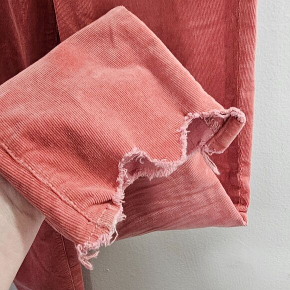 MOTHER Hopscotch Pink Looker Ankle Chew Corduroy Denim High Rise Skinny Jeans 29 - Picture 4 of 9